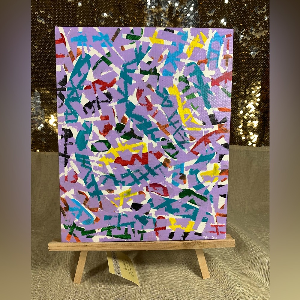 Original Mini Artwork with Wooden Easel